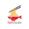 Fish Noodle Chinese Restaurant and Food Logo Vector