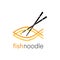 Fish Noodle Chinese Restaurant and Food Logo Vector