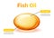 Fish oil icon 3d pill vector gold collagen liver cod liquid. Fish oil icon medical droplet omega