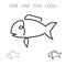 Fish. One Line Logo. Minimalism Style Logotype. Vector