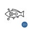 Fish outline icon with science or chemical molecular symbol inside.