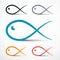 Fish Outline Simple Symbols Set