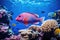 Fish over a coral reef in the sea