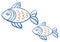 Fish painted by hand, blue and ocra colours, perfect for decorations