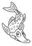 Fish pike coloring page cartoon Illustrations