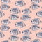 Fish pink and blue marine cute seamless pattern.