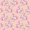 Fish pink embroidered abstract seamless pattern.