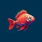 Fish Pixel Art On Solid Background