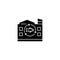 Fish processing plant black glyph icon