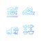 Fish processing and transportation gradient linear vector icons set