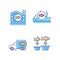 Fish processing and transportation RGB color icons set
