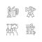 Fish products preparation linear icons set