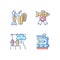 Fish products preparation RGB color icons set
