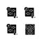 Fish products sterilization black glyph icons set on white space