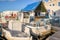 A fish restaurant on a fishing boat in Naoussa village on Paros Island. Cyclades, Greece