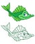 Fish ruff green cartoon Illustrations