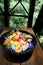 Fish salad,  fish and fruit,fried fish and fruit salad