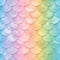 Fish scales seamless pattern. Mermaid tail texture in spectrum colors. Vector illustration