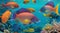 fish in the sea, close-up of tropical fish in the sea, underwater life, fish in undersea, colored fishes in the sea