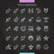 Fish and seafood chalk icons