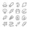 Fish and seafood line vector icons