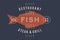 Fish, seafood. Vintage icon fish label, logo, print