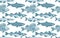 Fish seamless pattern. Perch, Capelin, Herring, Pollock, Shrimp. Vector illustration of fish on on white background