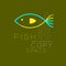 Fish and Seaweed logo icon outline stroke set dash line design