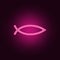 Fish sign. Christianity Ichthys Fish symbol icon. Elements of Web in neon style icons. Simple icon for websites, web design,