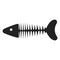Fish skeleton icon, fishbone black silhouette symbol