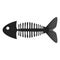 Fish skeleton symbol in black icon, fishbone silhouette