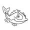 Fish smile looking animal character illustration cartoon contour coloring