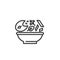 Fish soup bowl line icon