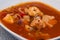 Fish soup with cod and prawns