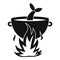 Fish soup on a fire icon, simple style