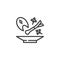 Fish soup ingredients line icon