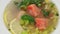 Fish soup with salmon and broccoli