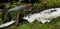 Fish statue by raging river in Ketchikan, Alaska