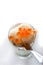 Fish steam and red caviar egg in small bowl