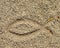 Fish symbol in drawn in the sand