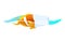 Fish trapped in plastic garbage flat concept icon