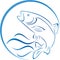 Fish, trout and water waves, fish and fishing logo