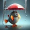 Fish under an umbrella. Cartoon illustration. Coloring.