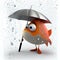 Fish under an umbrella. Cartoon illustration. Coloring.