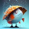 Fish under an umbrella. Cartoon illustration. Coloring.