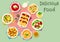 Fish and vegetable dishes for lunch icon