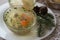 Fish and vegetables aspic galantine. Russian cuisine