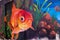 Fish wall art graffiti painting with beautiful colours