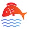 Fish in water flat icon. Fishing color icons in trendy flat style. Aquatic animal gradient style design, designed for