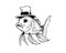 fish wearing a hat, aquarium fish, fishing, gentleman fish, cowboy, pet, gold fish